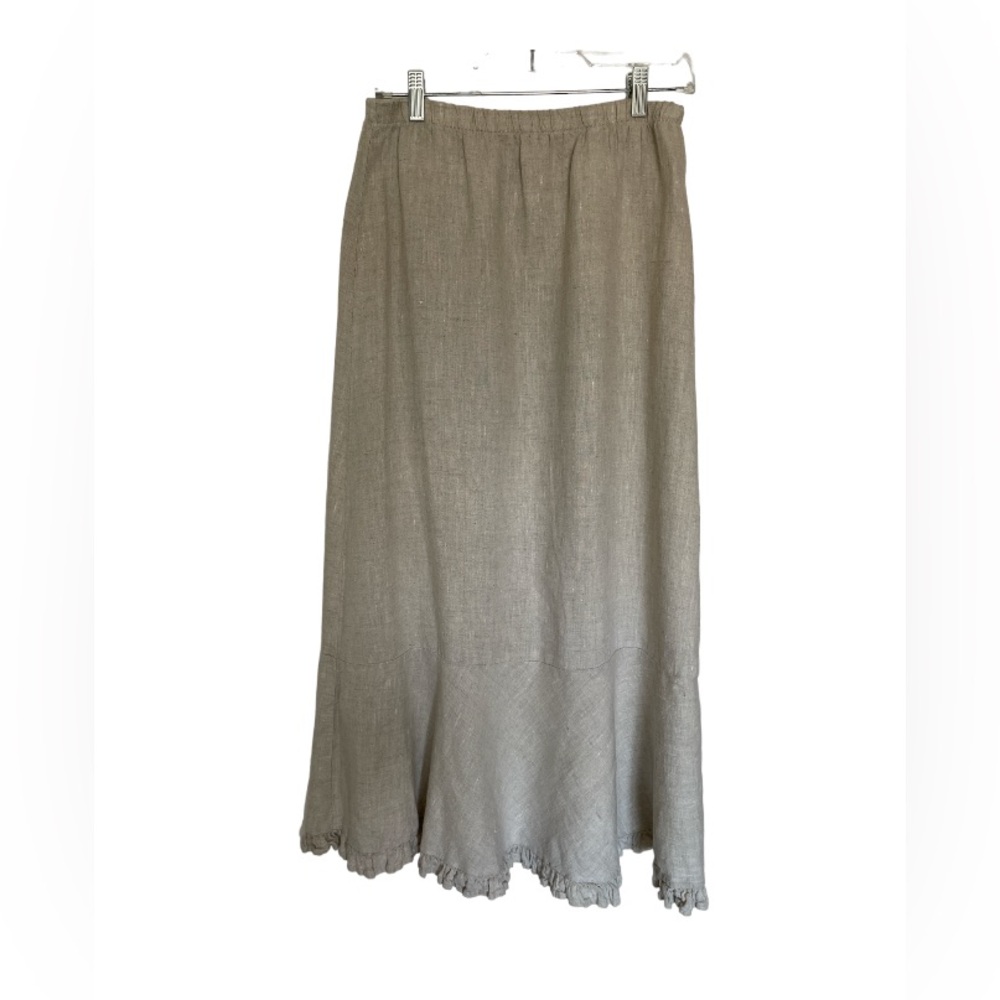 Maxi Linen Skirt w/ Ruffle - Picture 3 of 9